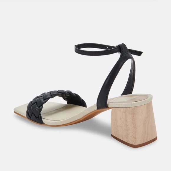 NWT. DOLCE VITA Maren Block Wood Heel Sandals - BLACK - Picture 12 of 16